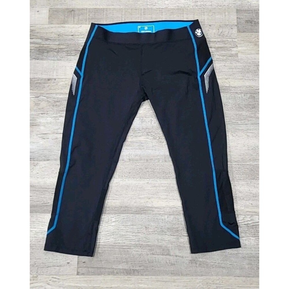 BMW Athletics Leggings Women's Black Stretchy  Motorsport Pull On Gym Medium